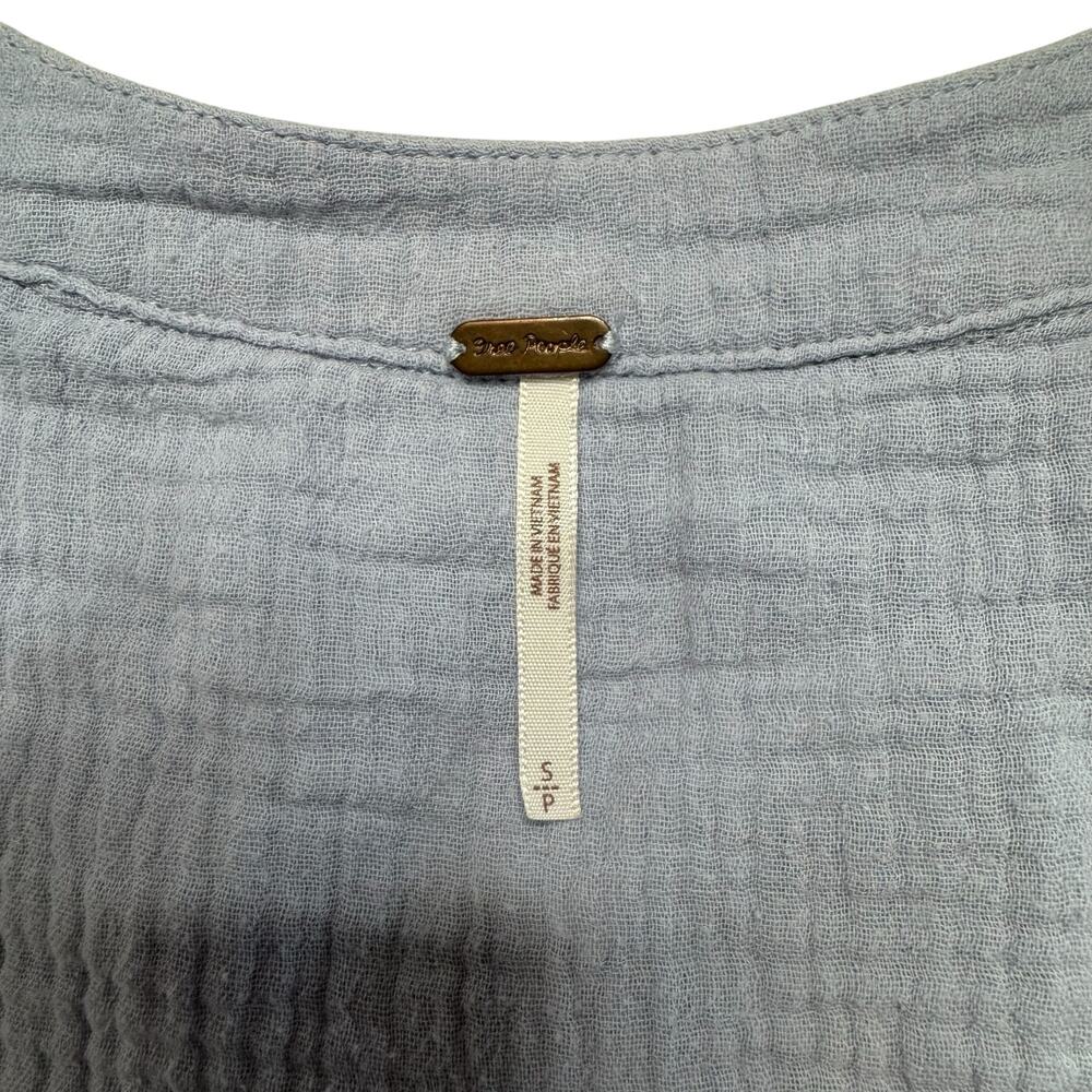FREE PEOPLE Changing Horizons Pale Blue Gauze Long Sleeve Top Size Small Cotton - Picture 6 of 10
